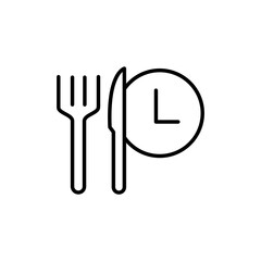 Fototapeta premium Food time Meal order clock line icon. Simple element illustration. Food time Meal order clock concept outline symbol design.