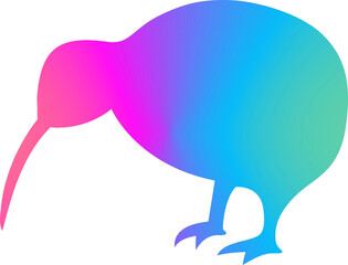 Illustration art kiwi bird multicolor gradient