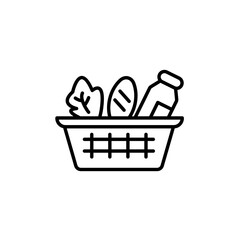 Vegetables in basket line icon. Simple element illustration. Vegetables in basket concept outline symbol design.