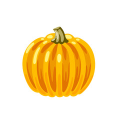 Hand drawn pumpkin, decorative gourd. Autumn harvest, decoration for thanksgiving and halloween. Striped squash vegetable. Vector isolated flat cartoon illustration.