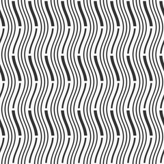 Seamless fashion striped vector pattern. Wavy lines, stripes. Black stripes, isolated on white background. Monochrome illustration.