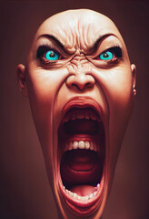 mad screaming woman