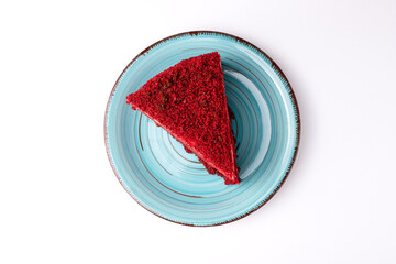 Cake, red velvet, dessert on a white background, isolated