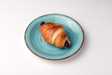 Croissant, croissant with filling, food on a white background, isolated