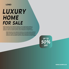 Rent and sale house social media advertising post digital marketing vector. Unique modern geometric square template social media layout poster and promo social media banner design.