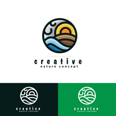 creative nature logo design, earth element logo concept, modern vector template