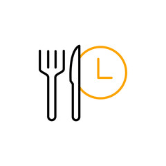 Fototapeta premium Food time Meal order clock line icon. Simple element illustration. Food time Meal order clock concept outline symbol design.