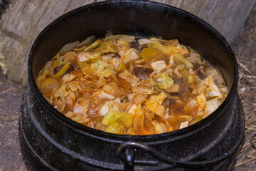 Vegetable soup in the dutch oven. 