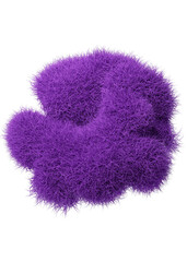 3d rendering fluffy purple abstract png shape isolated on transparent background. Creative hairy element for collages, art decoration for presentation, social media. Trendy realistic shape.