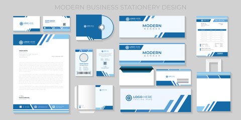 Premium Modern corporate Business stationery set template Vector file.