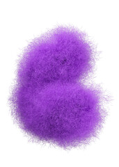 3d rendering fluffy purple abstract png shape isolated on transparent background. Creative hairy element for collages, art decoration for presentation, social media. Trendy realistic shape.