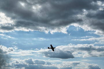 Fighter aircrafts on the sky with clouds