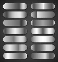 Silver metal gradients vector collection.