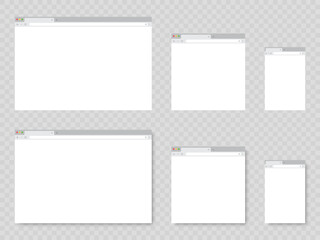 Browser window. Realistic blank browser window with shadow. Empty web page mockup.