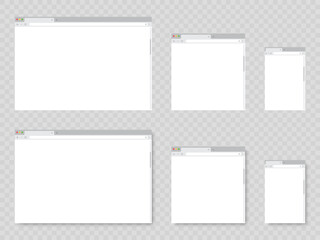 Browser window. Realistic blank browser window with shadow. Empty web page mockup.