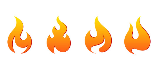 Fire flame vector illustration. 4 different variations.