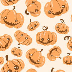 Pumpkins pattern. Halloween. Cartoon style. Vector. Element for design and illustrations.