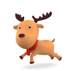 reindeer on transparent background, 3D illustration