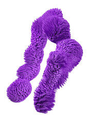 3d rendering fluffy purple abstract png shape isolated on transparent background. Creative hairy element for collages, art decoration for presentation, social media. Trendy realistic shape.