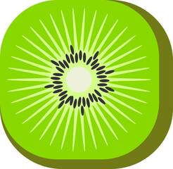 Cartoon breakfast food ingredient square icon fruit kiwi