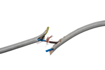 Cut insulated colorful wires isolated on white 