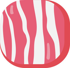 Cartoon breakfast food ingredient square icon bacon