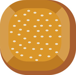 Cartoon breakfast food ingredient square icon bread