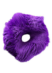 3d rendering fluffy purple abstract png shape isolated on transparent background. Creative hairy element for collages, art decoration for presentation, social media. Trendy realistic shape.