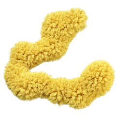 3d rendering fluffy yellow abstract png shape isolated on transparent background. Creative hairy element for collages, art decoration for presentation, social media. Trendy realistic shape.