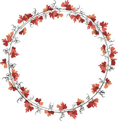 Botanic garden plant maple red leaf vine wreath