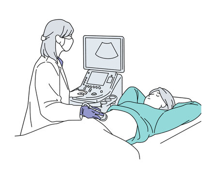 ultrasound scan: doctor examining patient clip art preview