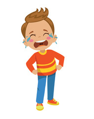 crying cute boy facial expression