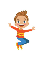 facial expressions very happy jumping boy