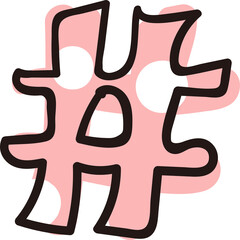 Hand drawn style girlish white dot typographic letter notation hashtag