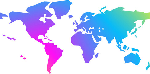 Illustration of  a world map, multicolor gradient