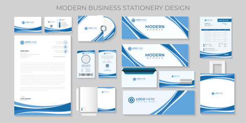 Premium Modern corporate Business stationery set template Vector file.
