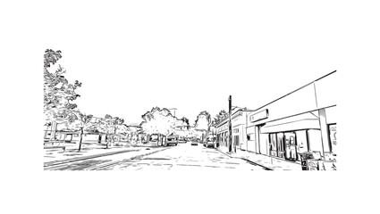 Fototapeta premium Building view with landmark of Olympia is the city in Washington State. Hand drawn sketch illustration in vector.