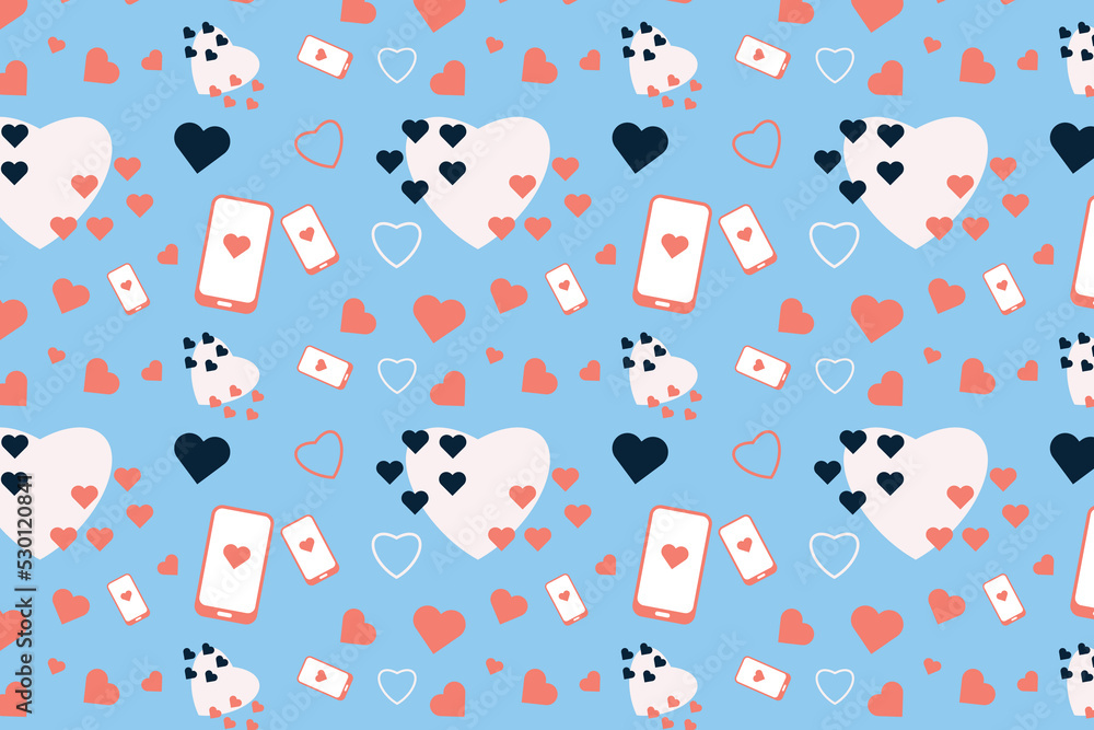 Poster simple love pattern vector with abstract colorful heart-shaped. minimal love elements pattern decora