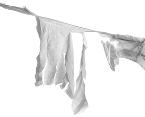 Cloth torn hanging isolated on white