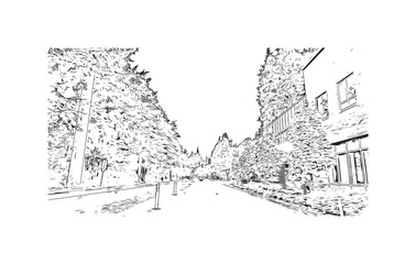 Fototapeta na wymiar Building view with landmark of Olympia is the city in Washington State. Hand drawn sketch illustration in vector.