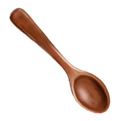 Watercolor wooden spoon. Gouache or oil on canvas