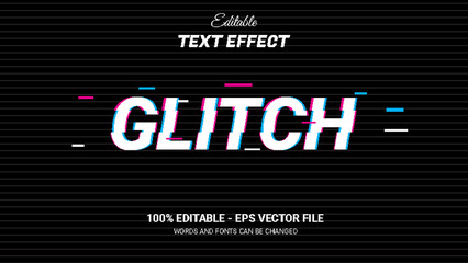 glitch editable text effect - obrazy, fototapety, plakaty