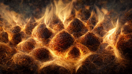 Flaming straw pile illustration background