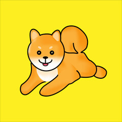 Cute dog sitting cartoon vector illustration. flat cartoon style. Shiba inu cartoon vector.