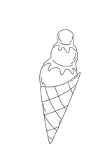 Ice cream doodle style. Flat vector cartoon illustration, clipart.