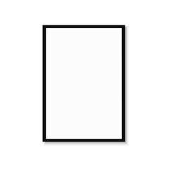 Realistic photo frame with black border and shadow. Isolated on white background. Minimalistic geometric design. Empty space for your content. Can be used like mockup, template, poster, card etc