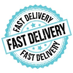 Obraz premium FAST DELIVERY text on blue-black round stamp sign