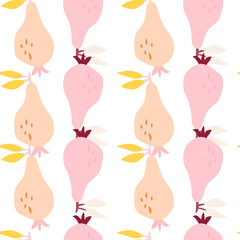 Hand drawn pears seamless pattern. Fruits botanical backdrop.