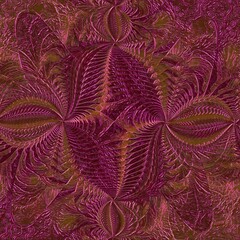 Naklejka na ściany i meble complex fractal inspired repeating shades of red and pink with gold edging