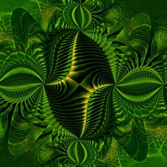 complex banana leaf fractal inspired repeating shades of green spiral pattern and design